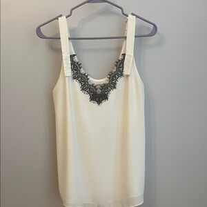 Babaton Aritzia Elegant White Lace Trim Top